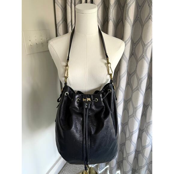 COACH Madison Marielle drawstring handbag/purse Black Leather with gold accents - Picture 1 of 14